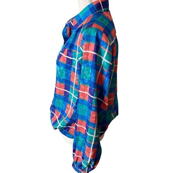 Da Rue California Check Blouse Elasticized Hem Vintage 80’s Size 14 - Picture 2 of 5